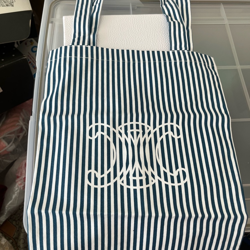 Celine Striped Blue & White Tote Bag